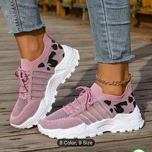 Pink Leopard Knit Sneakers
